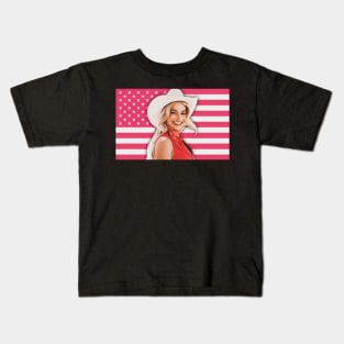 Barbie - Aerican pink flag Kids T-Shirt